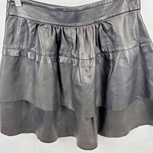 Diane Von Furstenberg Bolo Ruffle Leather Skirt SZ 6